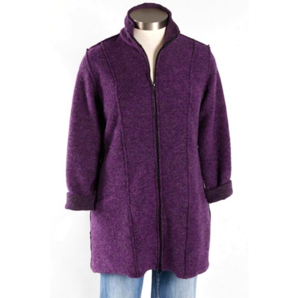 Cut Loose Boiled Wool Jacket in Gradiola Purple Front Zip XS